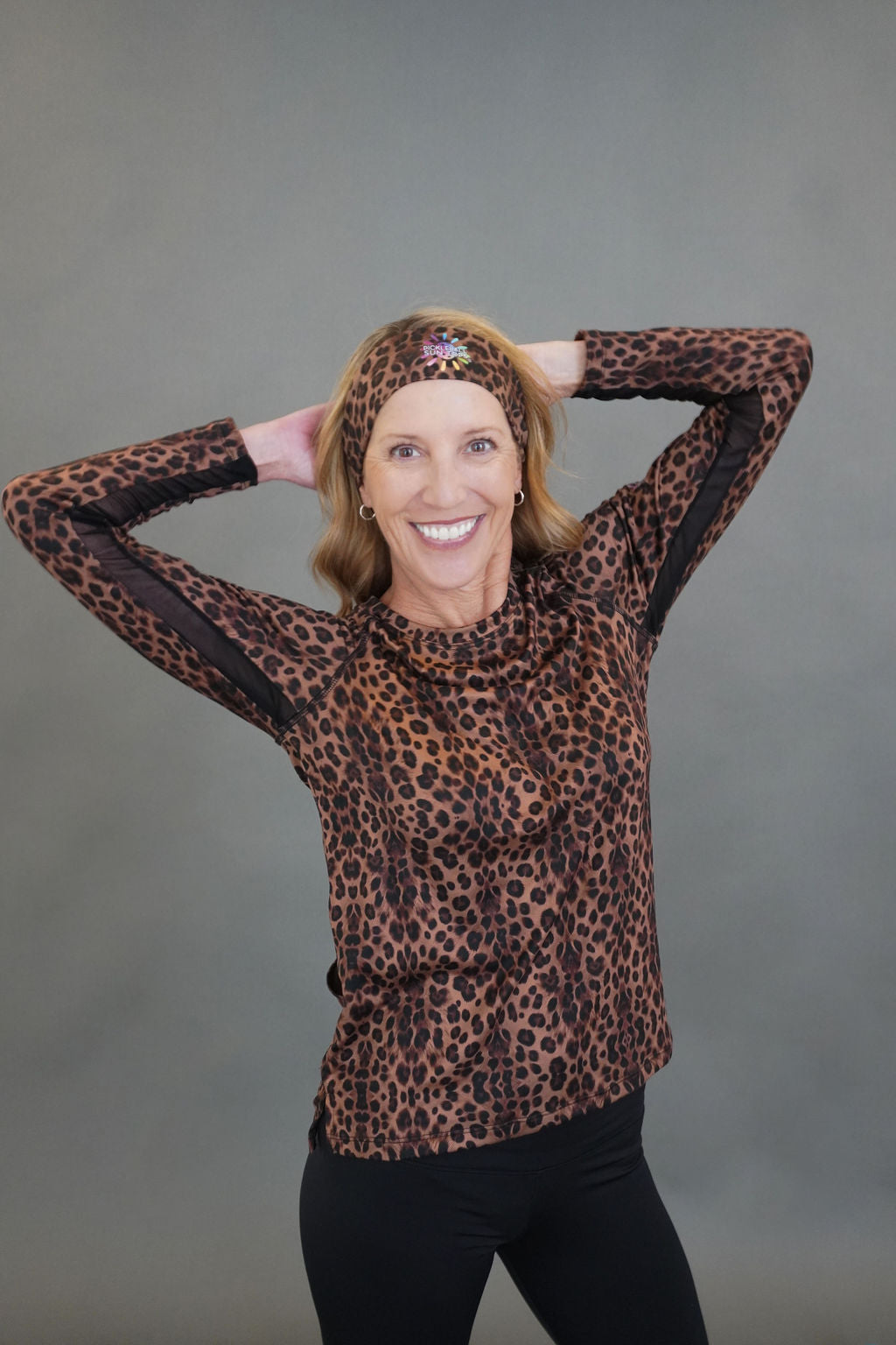 Leopard Long Sleeve Top with Cooling Mesh