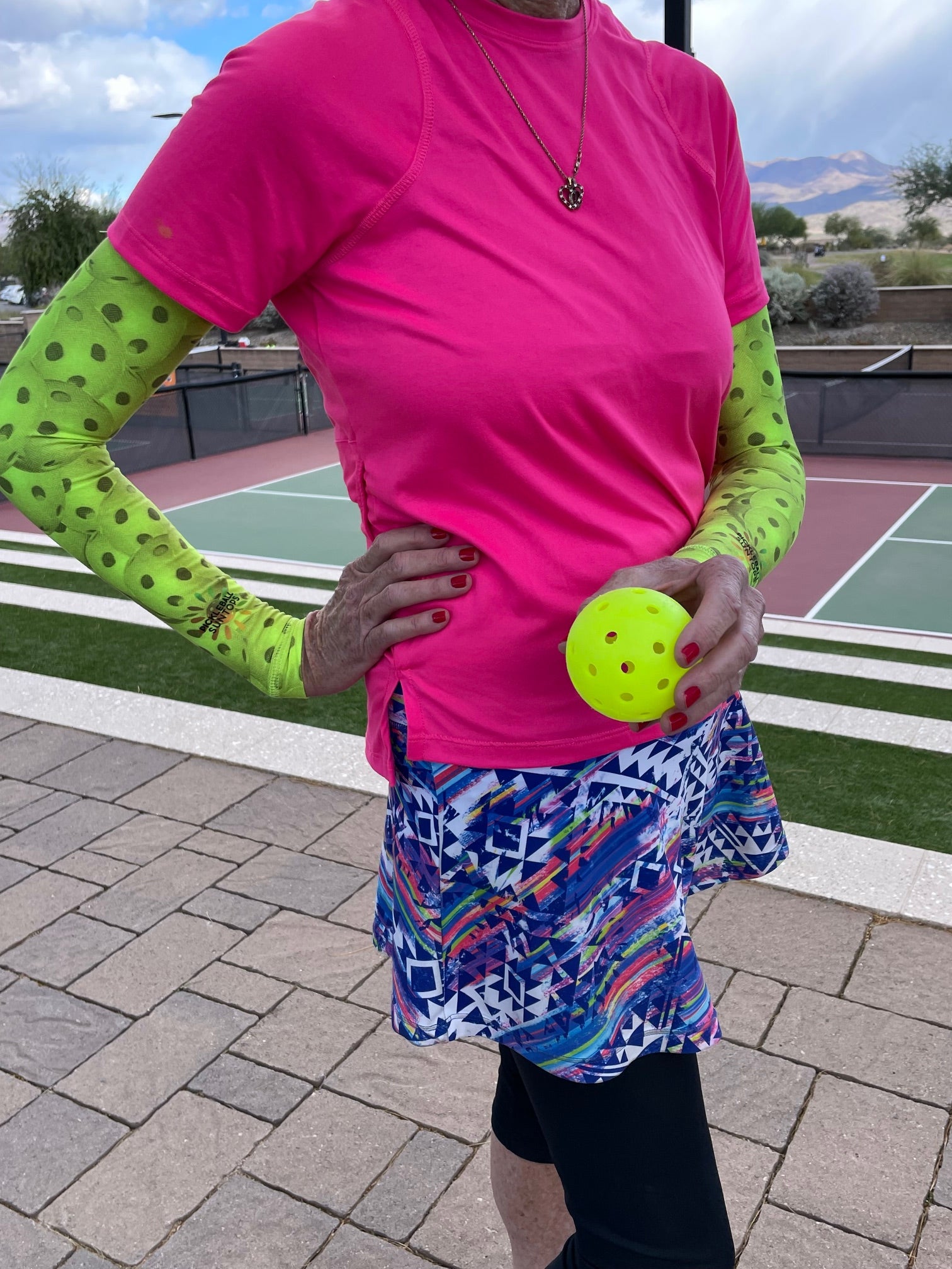 Yellow with pickleball pattern