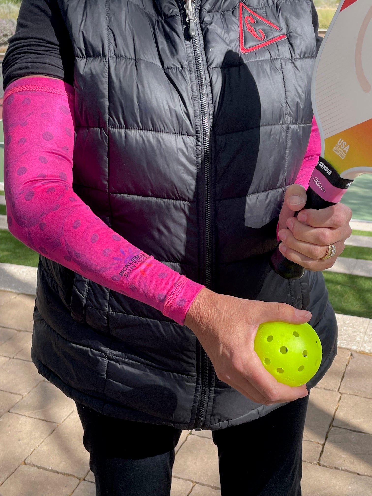 Pink with pickleball pattern