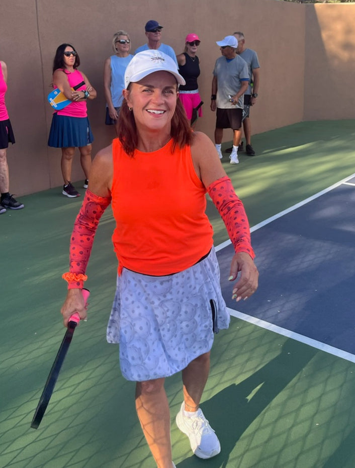 Orange with pickleball pattern