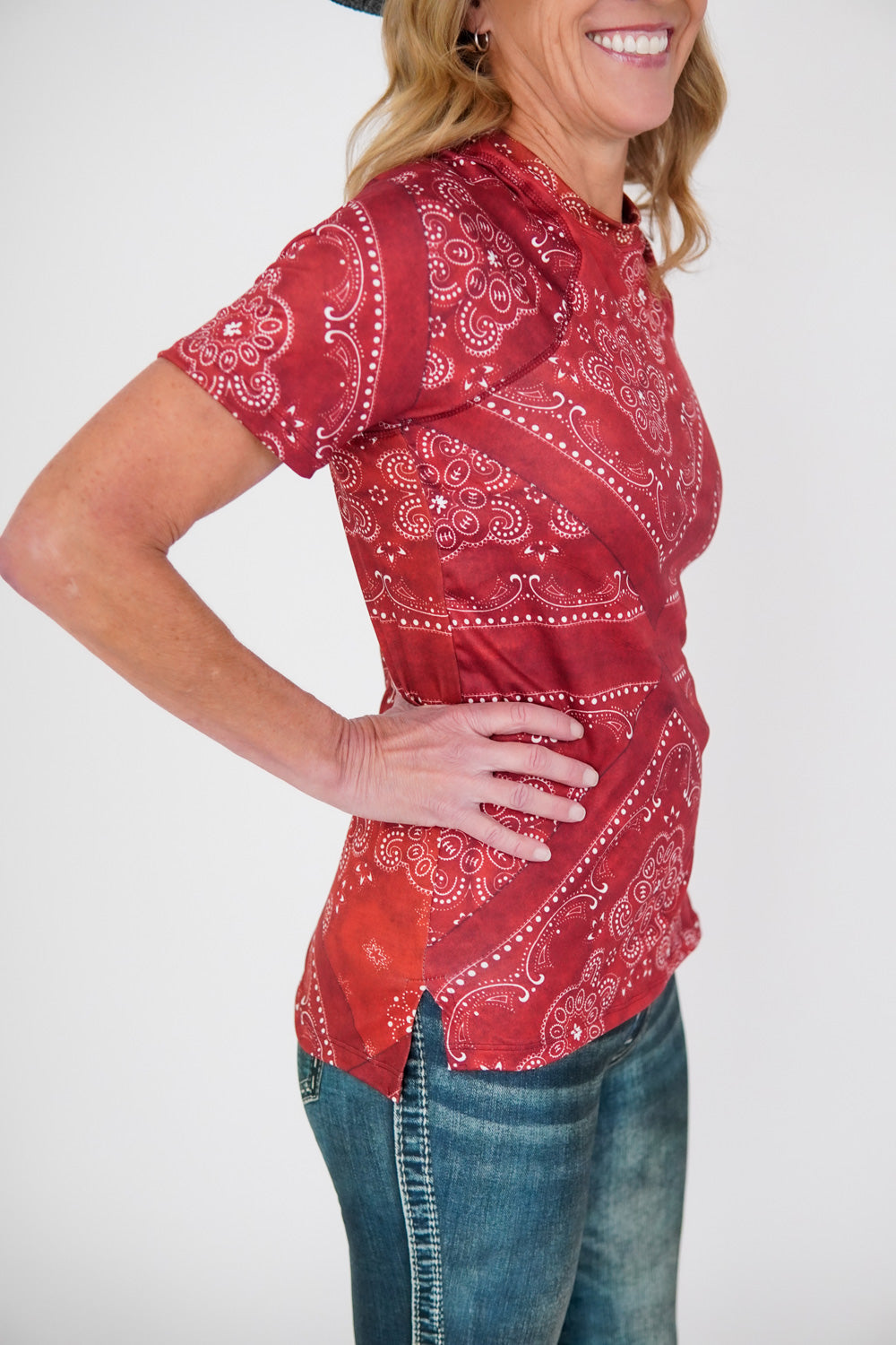 Ladies Short Sleeve Print Shirt