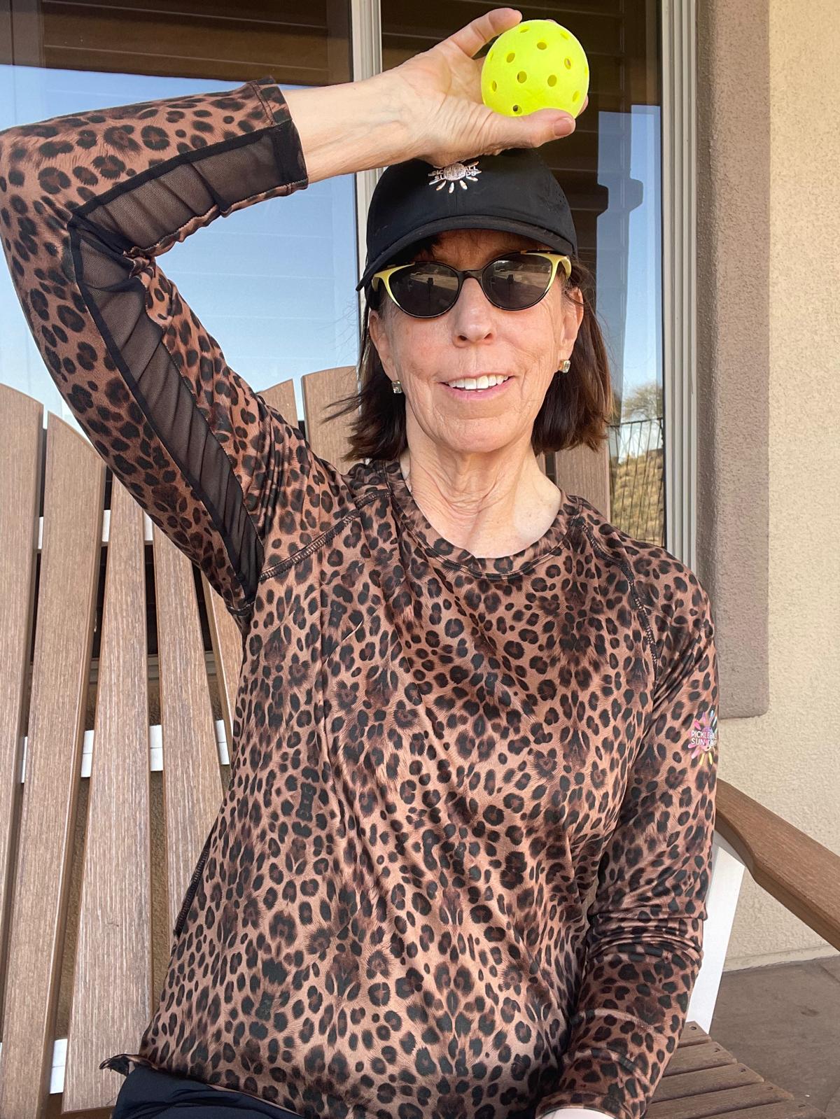 Leopard Long Sleeve Top with Cooling Mesh