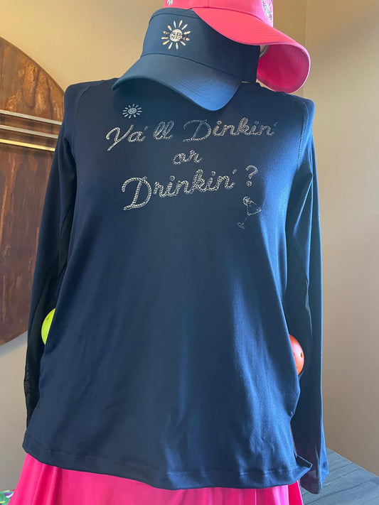 Dink or Drink Pickleball Long Sleeve Performance Top